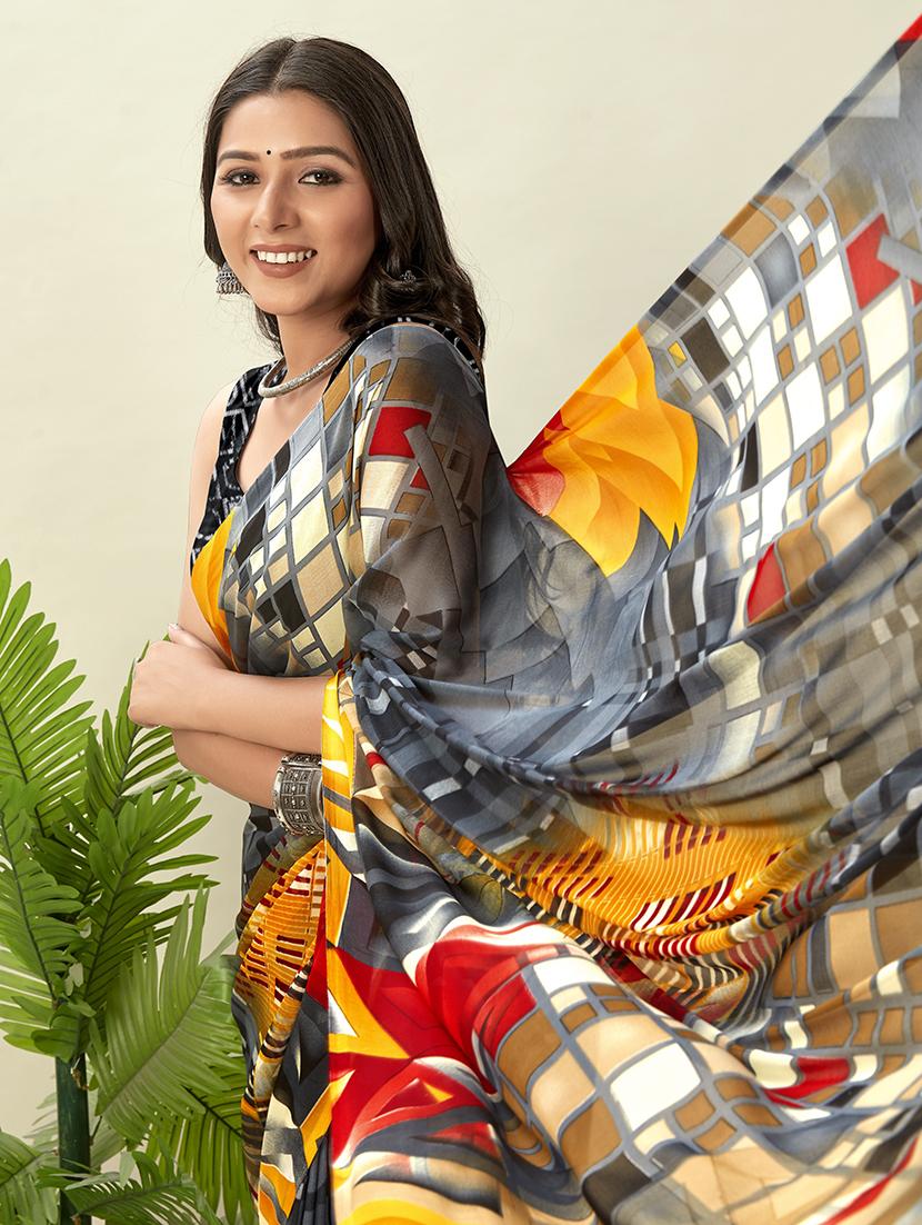 women printed saree with blouse - 21408505 -  Standard Image - 1