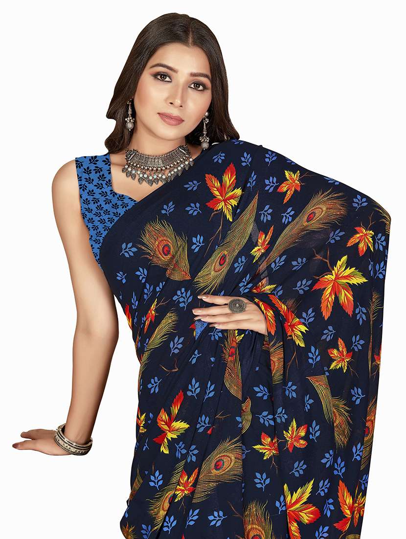 women printed saree with blouse - 21408512 -  Standard Image - 1