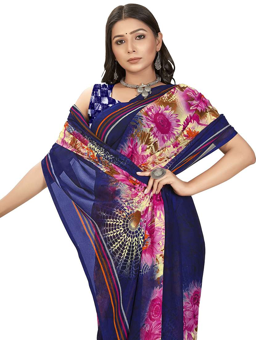 women printed saree with blouse - 21408571 -  Standard Image - 1
