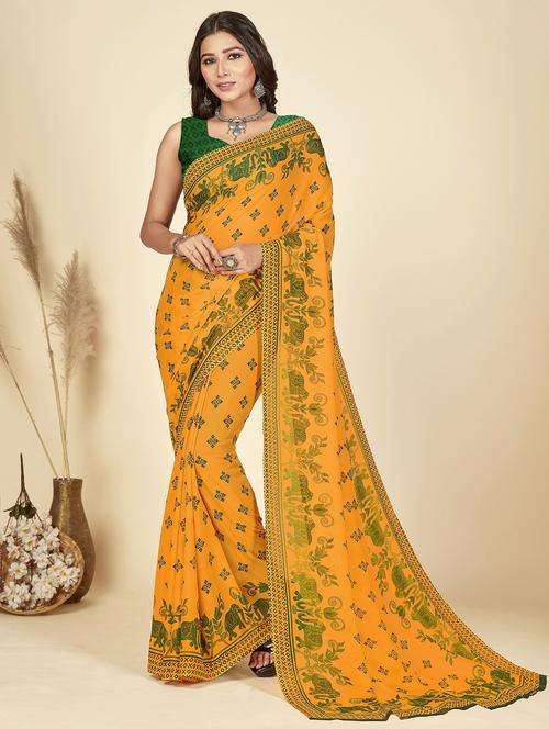women printed saree with blouse - 21408588 - Standard Image - 0