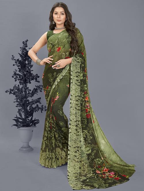women printed saree with blouse - 21408624 - Standard Image - 0