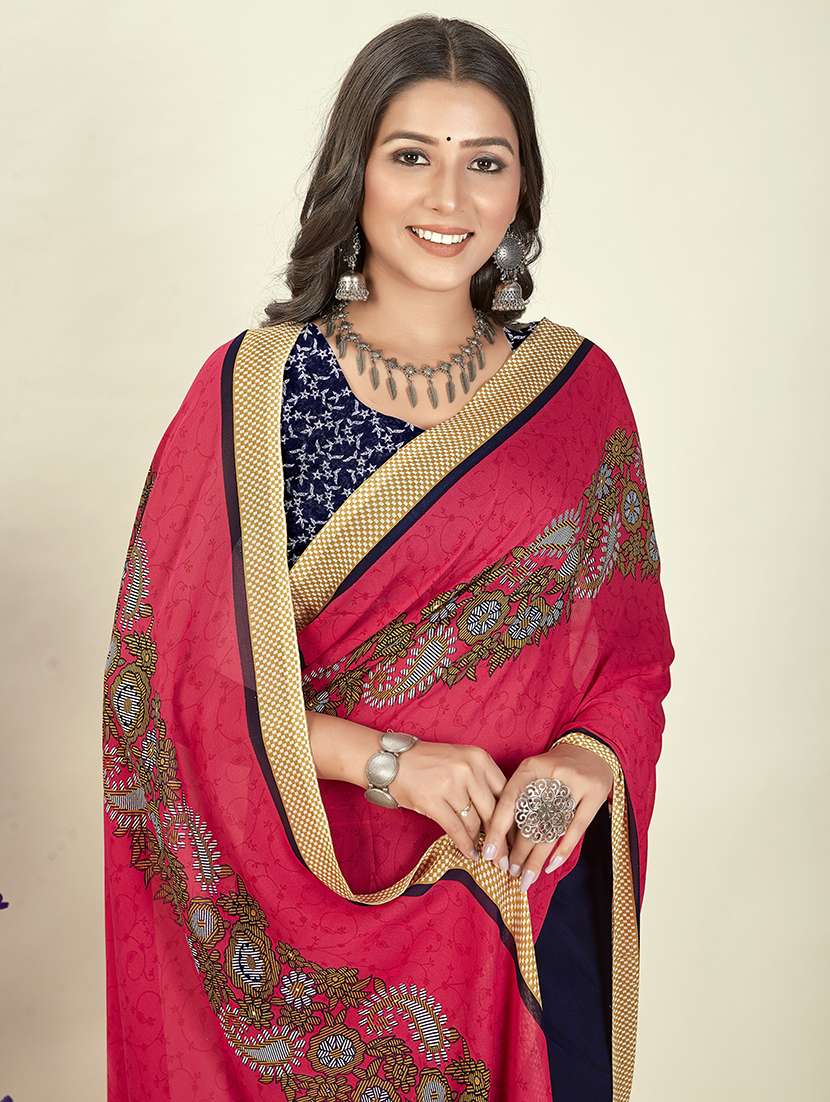 women printed saree with blouse - 21408648 -  Standard Image - 1