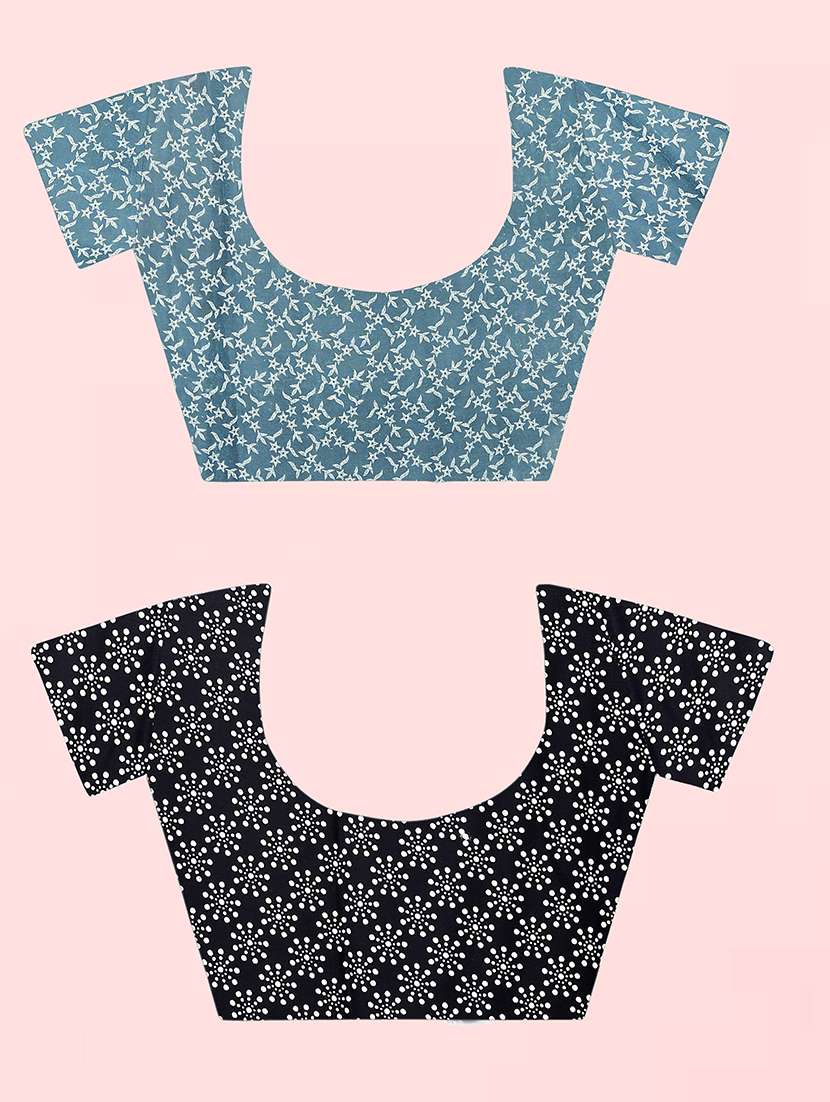 pack of 2 printed casual wear sarees with blouse - 21409925 -  Standard Image - 1