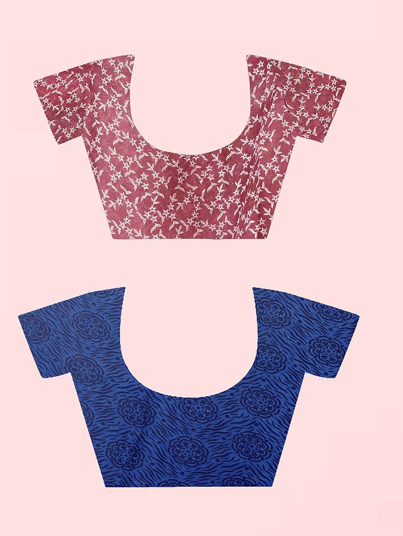 pack of 2 printed casual wear sarees with blouse - 21409991 -  Standard Image - 1