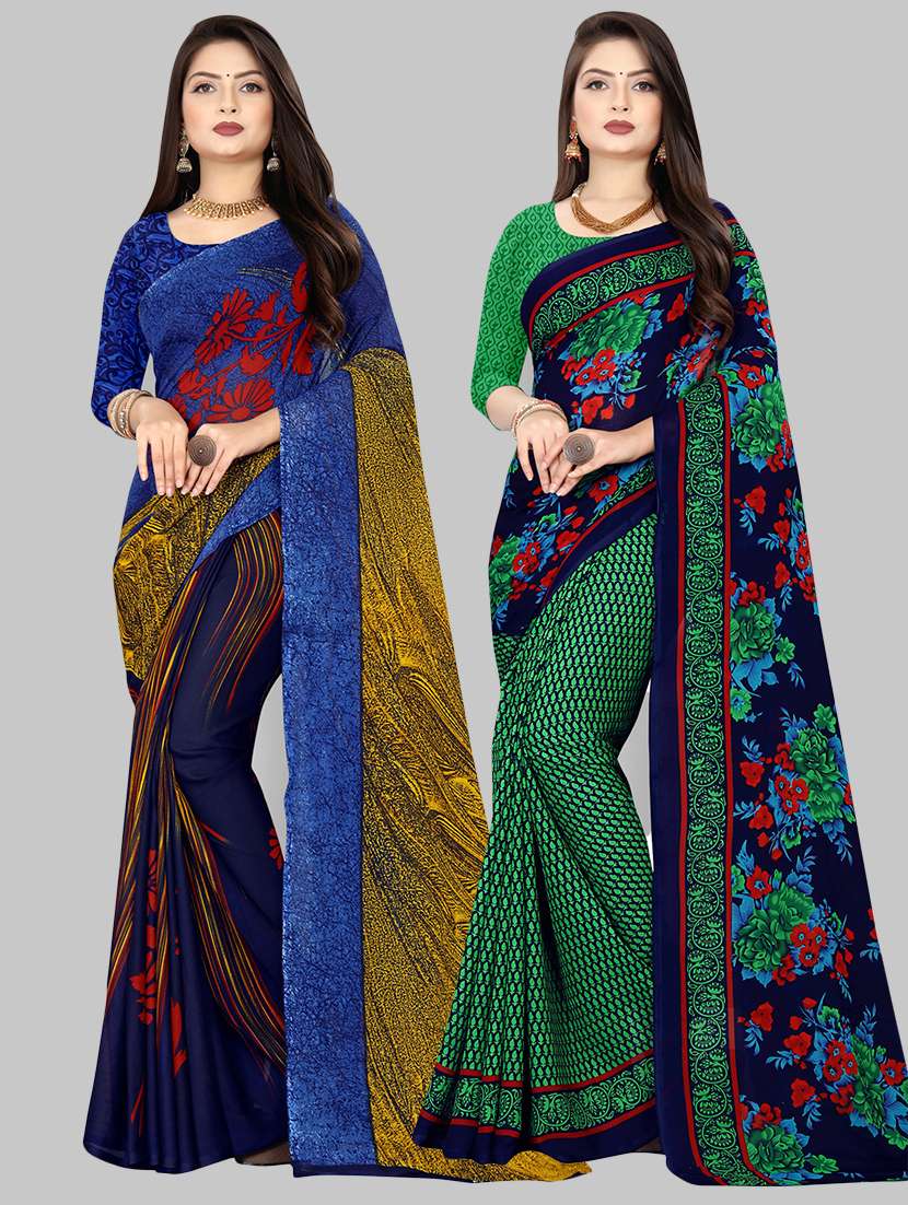 pack of 2 printed casual wear sarees with blouse