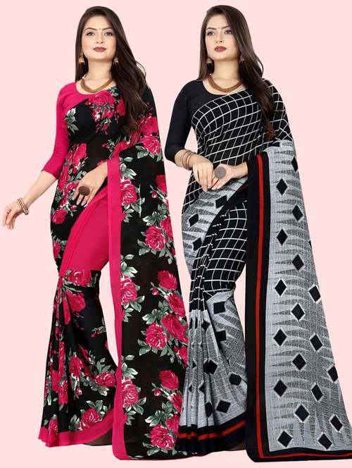 pack of 2 multi colored combo saree with blouse - 21410121 - Standard Image - 0