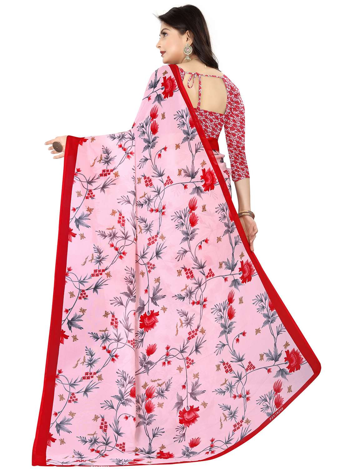 women pink floral printed saree with blouse - 21410700 - Standard Image - 1