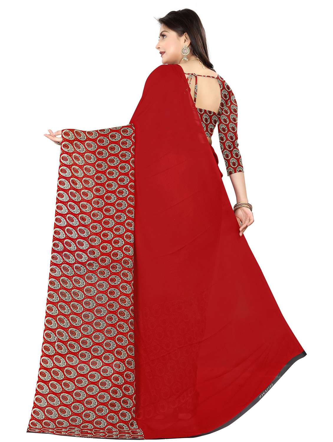 women fred printed georgette saree with blouse - 21410705 -  Standard Image - 1