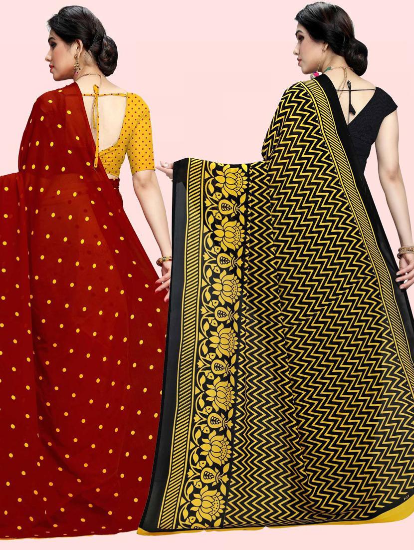  women pack of 2 casual wear combo sarees with blouse - 21410735 -  Standard Image - 1
