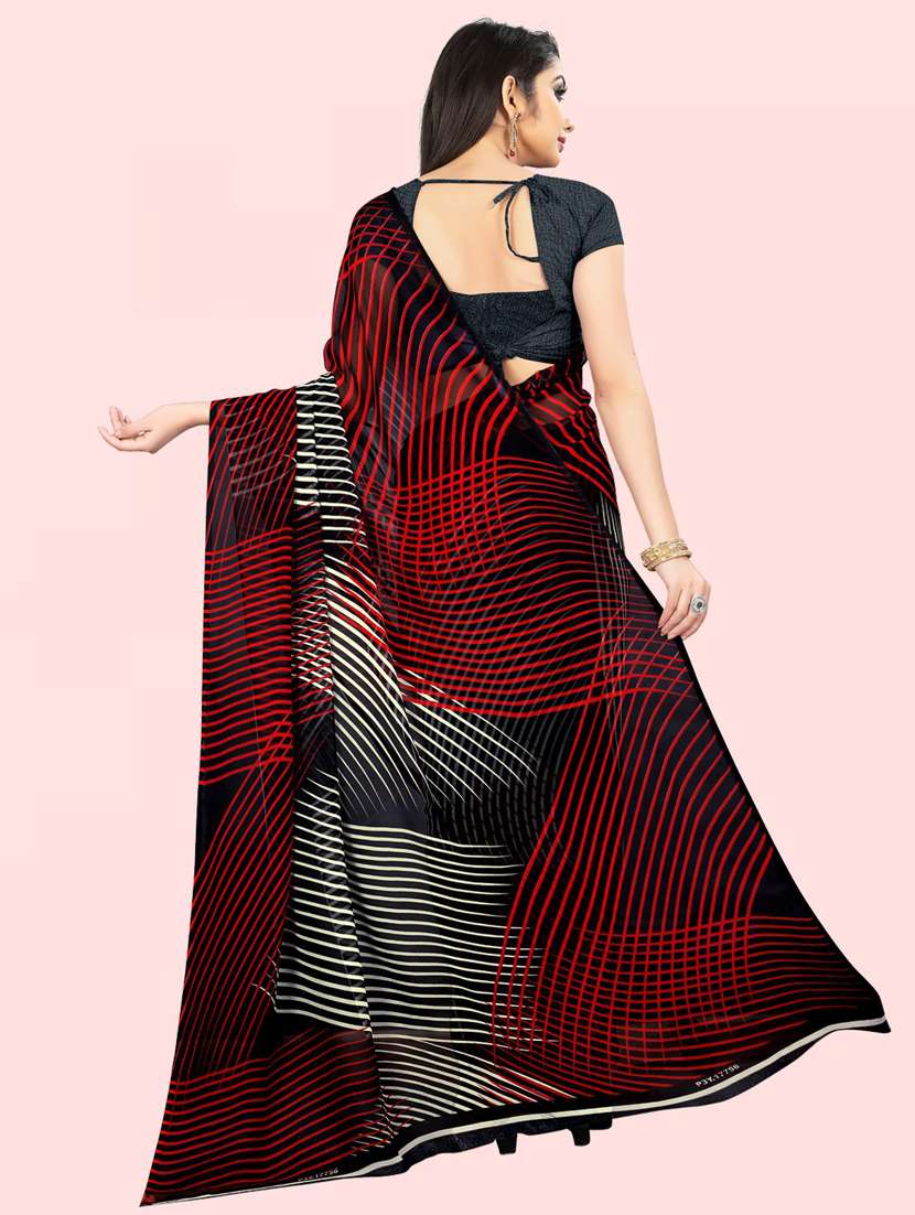 women black printed georgette saree with blouse - 21410790 -  Standard Image - 1