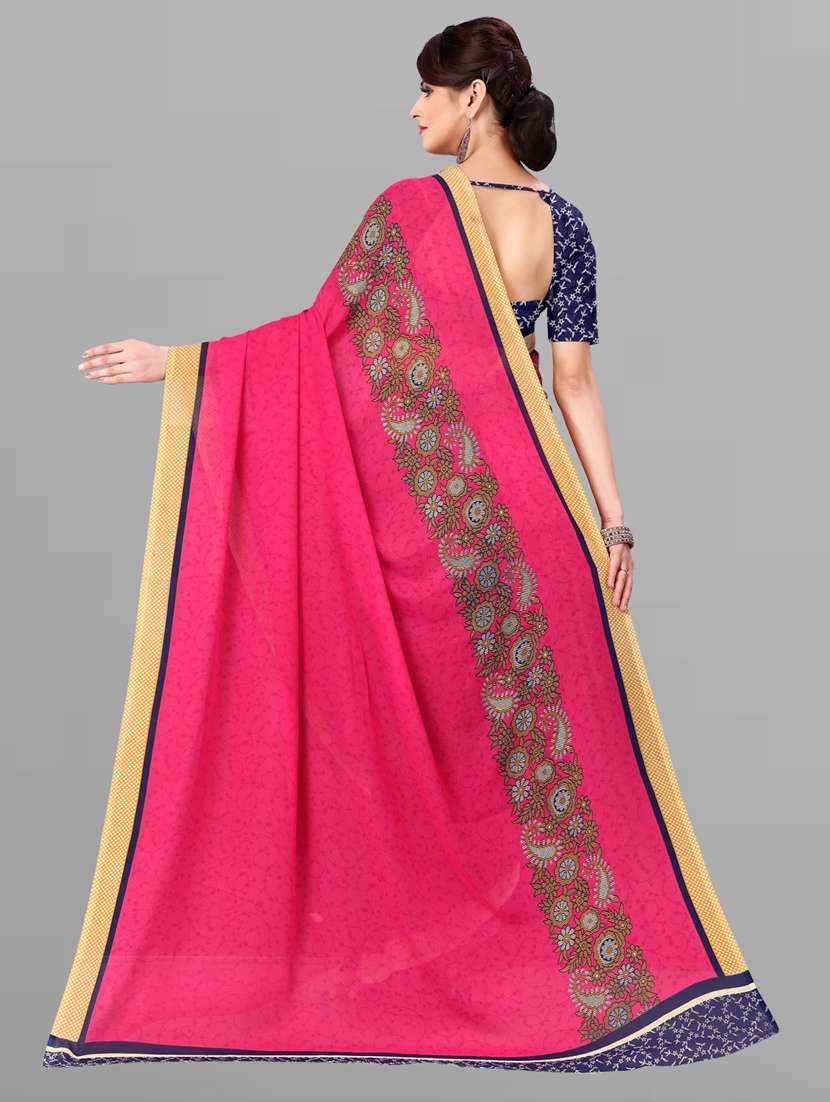 women blue printed georgette saree with blouse - 21410792 -  Standard Image - 1