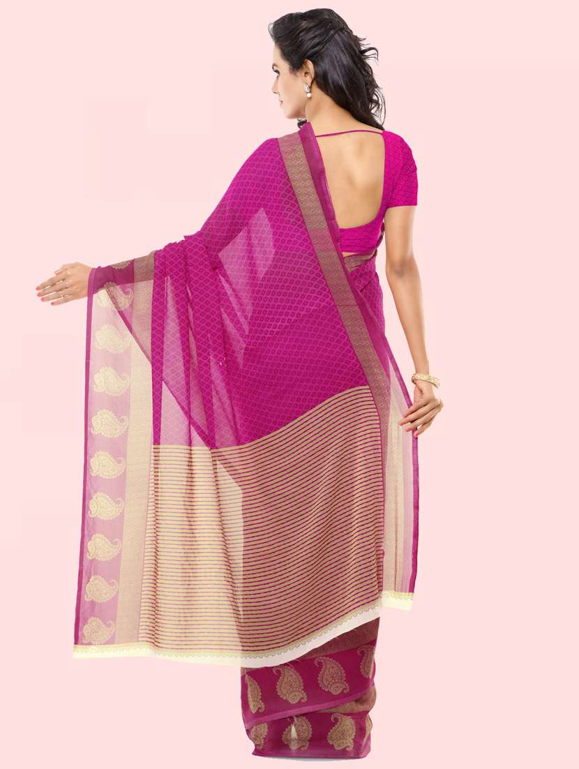 women pink printed georgette saree with blouse - 21410801 -  Standard Image - 1