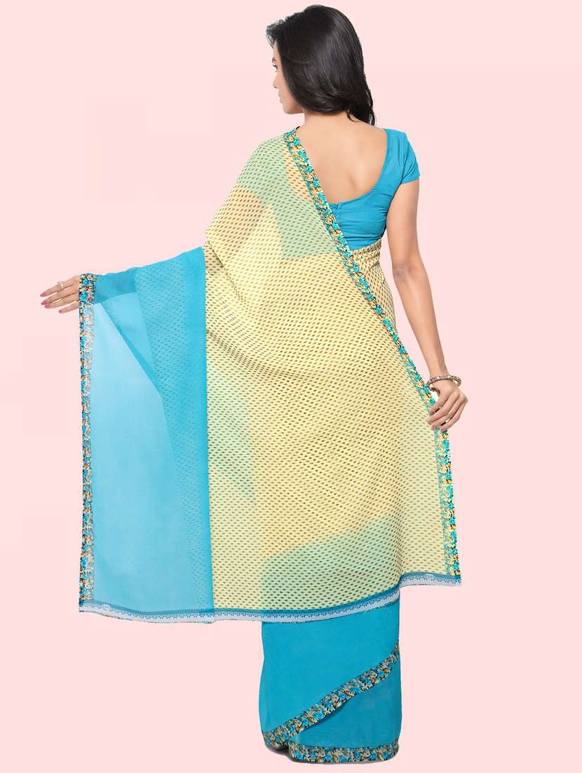 women beige printed georgette saree with blouse - 21410808 -  Standard Image - 1