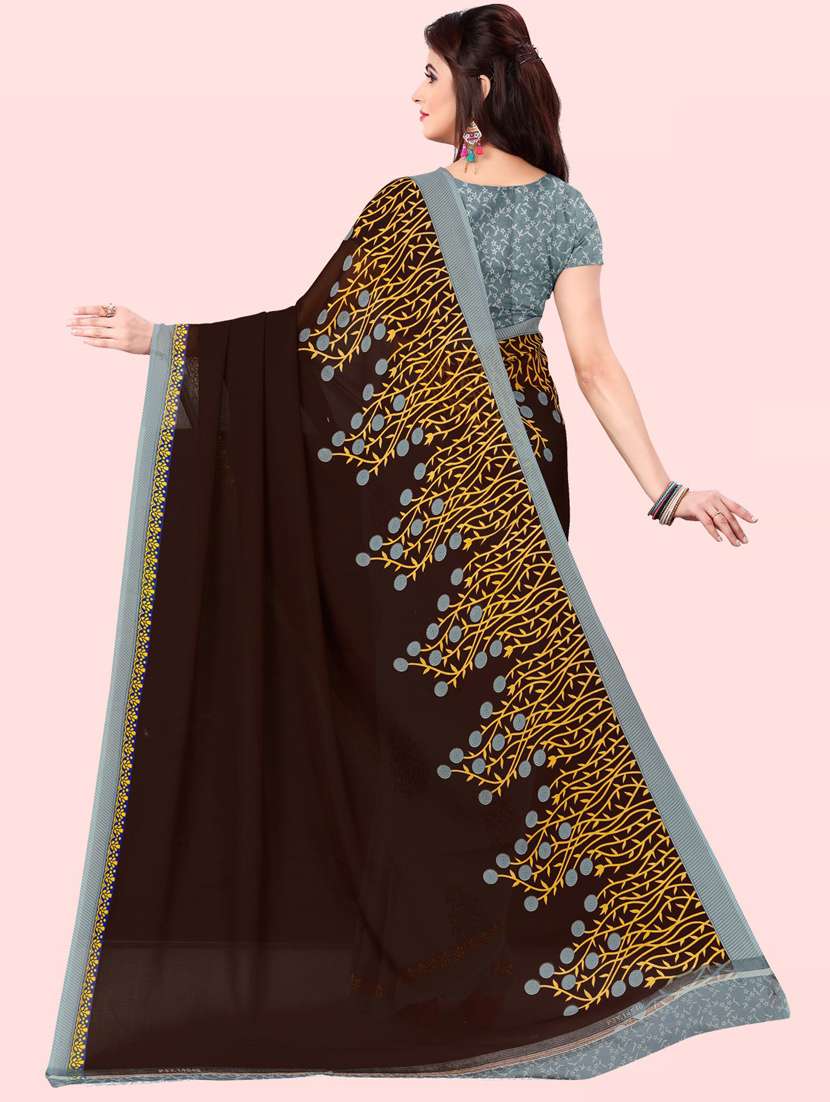 women grey printed georgette saree with blouse - 21410825 -  Standard Image - 1