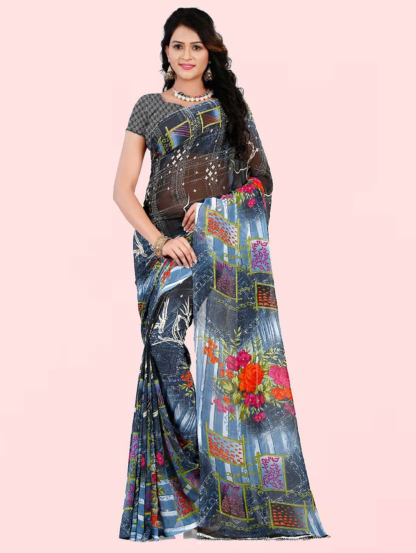 women printed saree with blouse