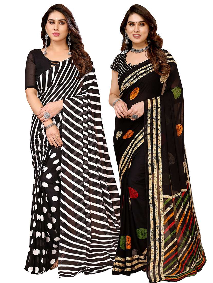 pack of 2 printed casual wear sarees with blouse