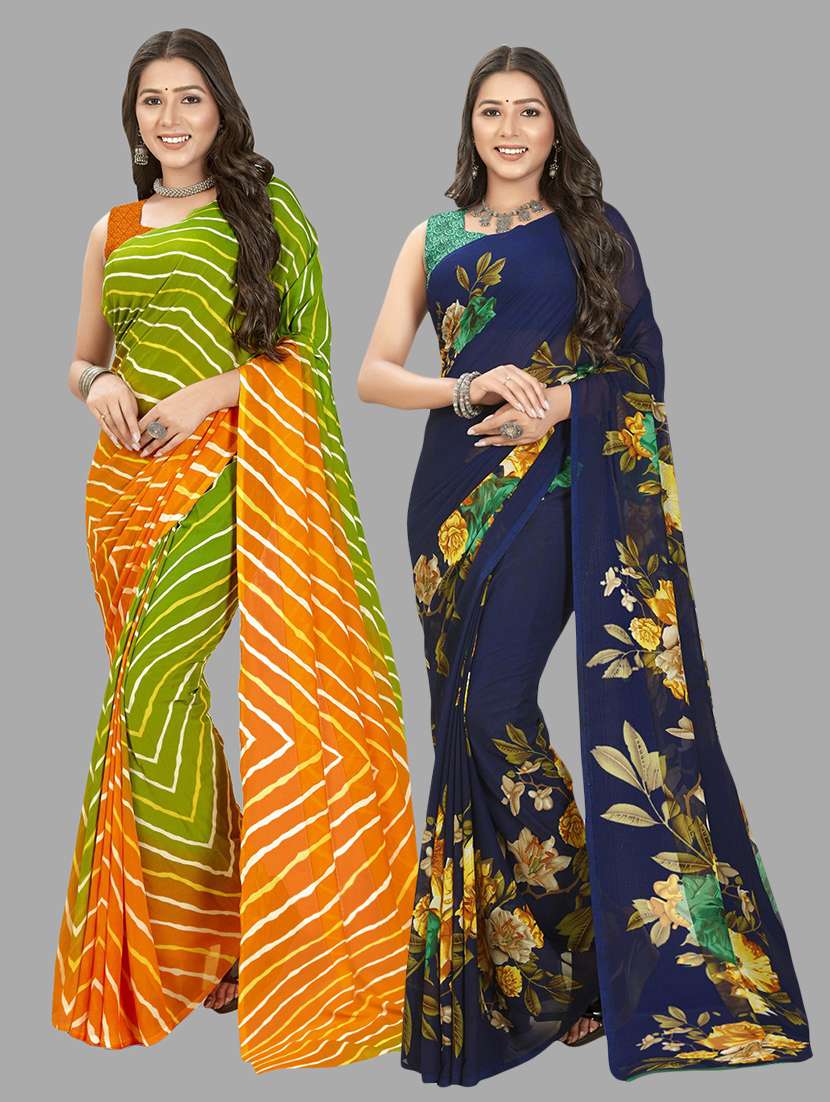women printed saree combo with blouse