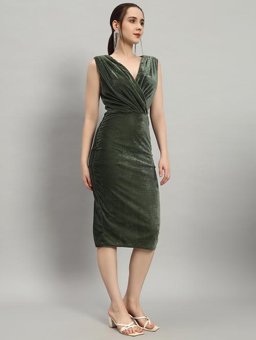 women green velvet bodycon dress - 21412150 - Standard Image - 0