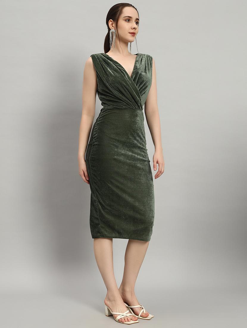 women green velvet bodycon dress - 21412150 - Zoom Image - 0