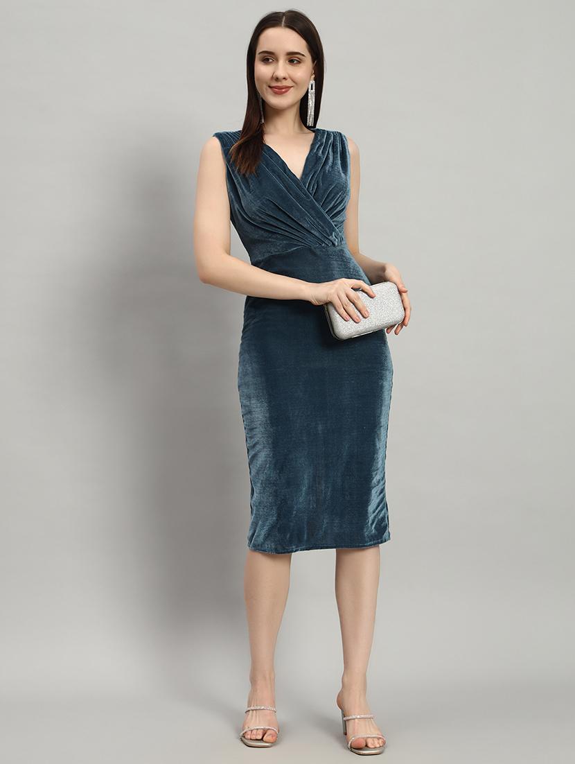 women teal velvet bodycon dress - 21412152 - Zoom Image - 0