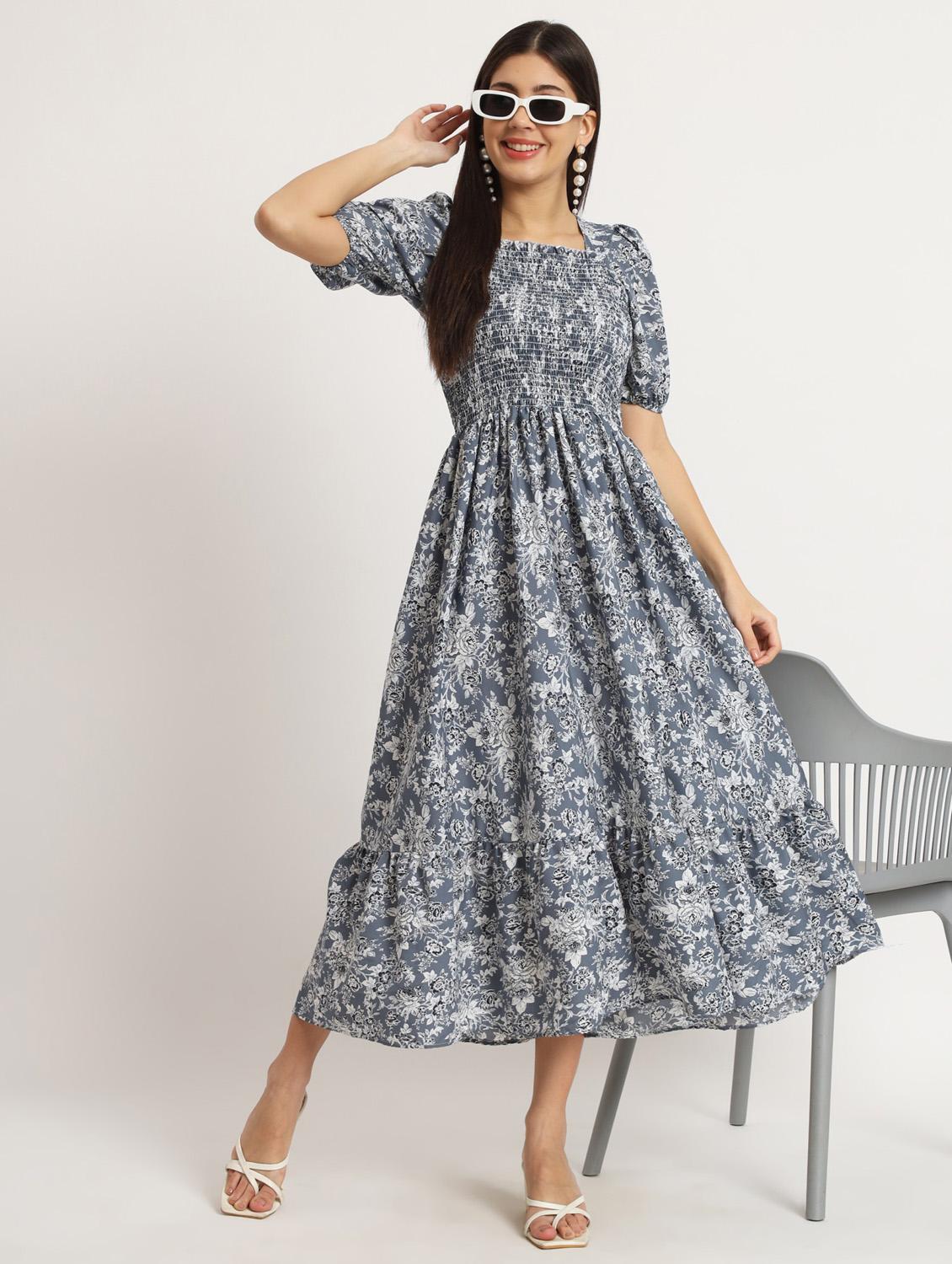 women grey polyseter tiered dress - 21412415 -  Zoom Image - 0