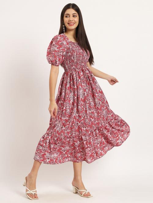 women pink polyseter tiered dress - 21412417 - Standard Image - 0