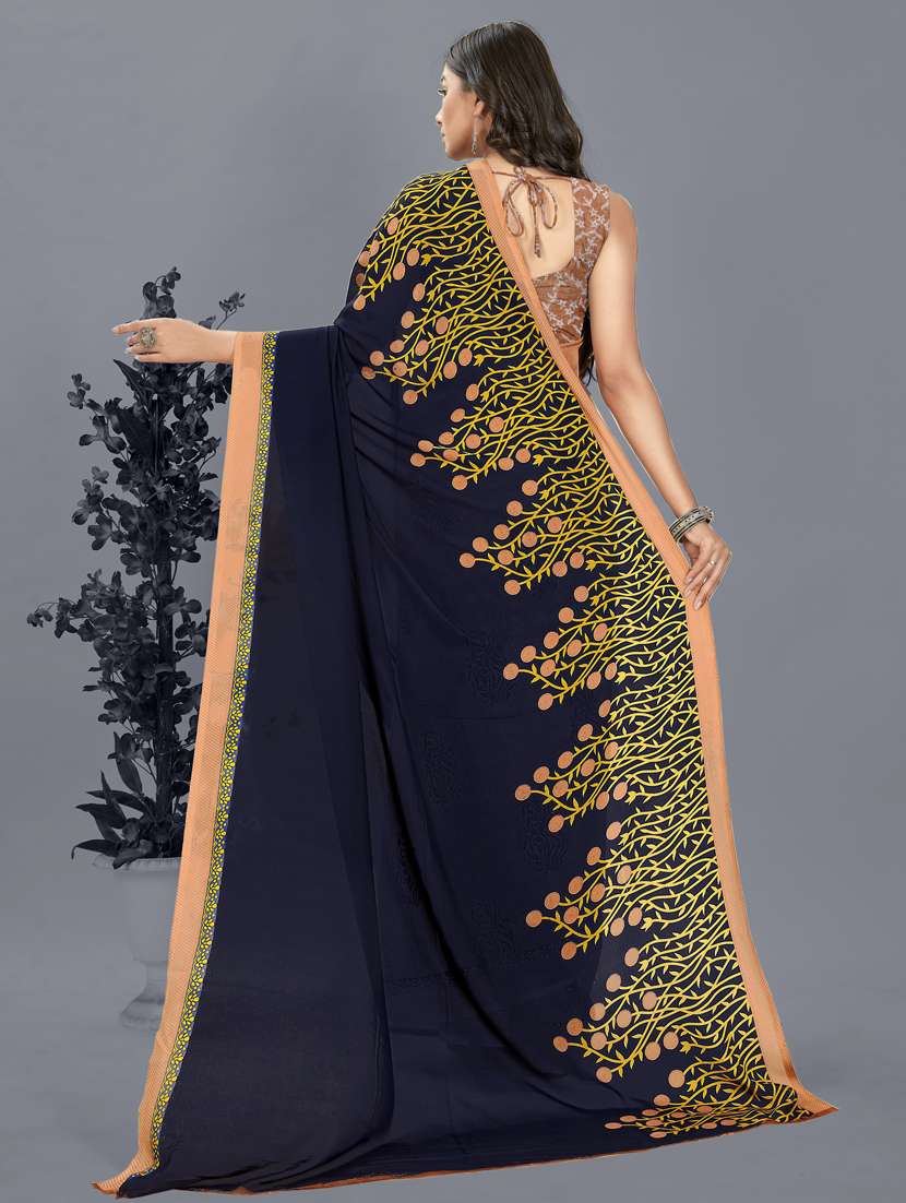 women beige printed georgette saree with blouse - 21412575 -  Standard Image - 1