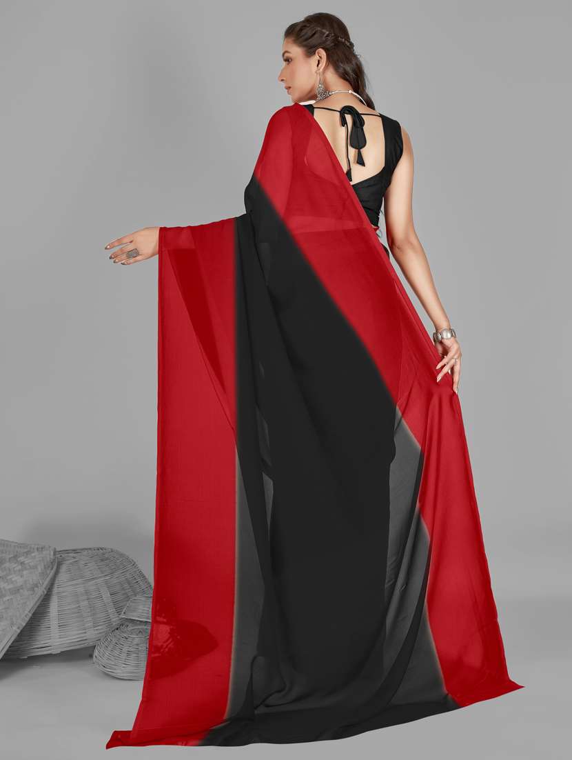 women black solid georgette saree with blouse - 21412602 -  Standard Image - 1