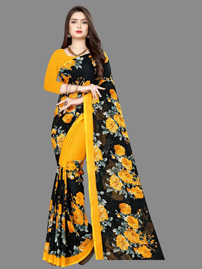 women printed casual wear saree with blouse