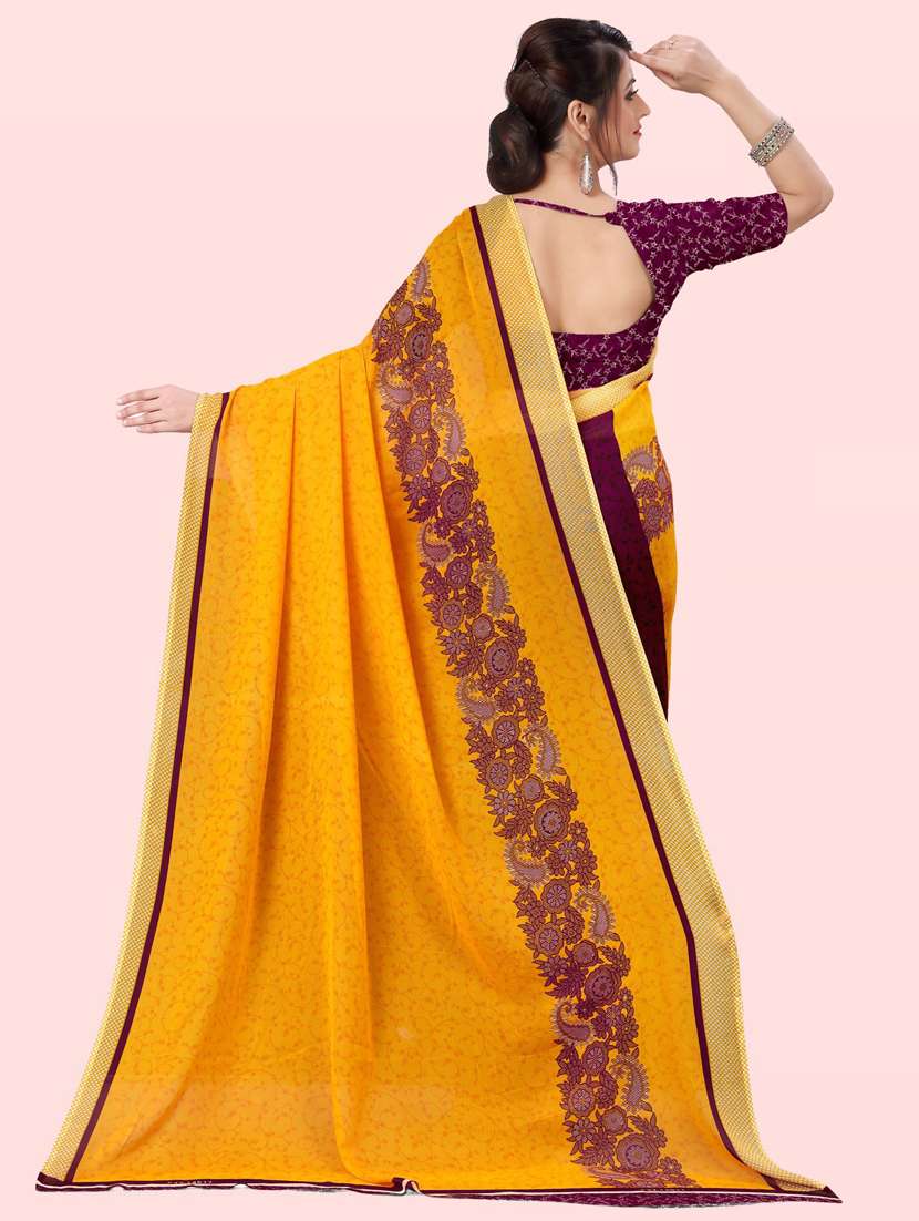 women purple printed georgette saree with blouse - 21412676 -  Standard Image - 1