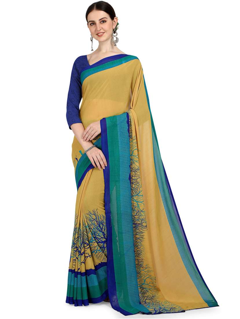 women printed casual wear saree with blouse