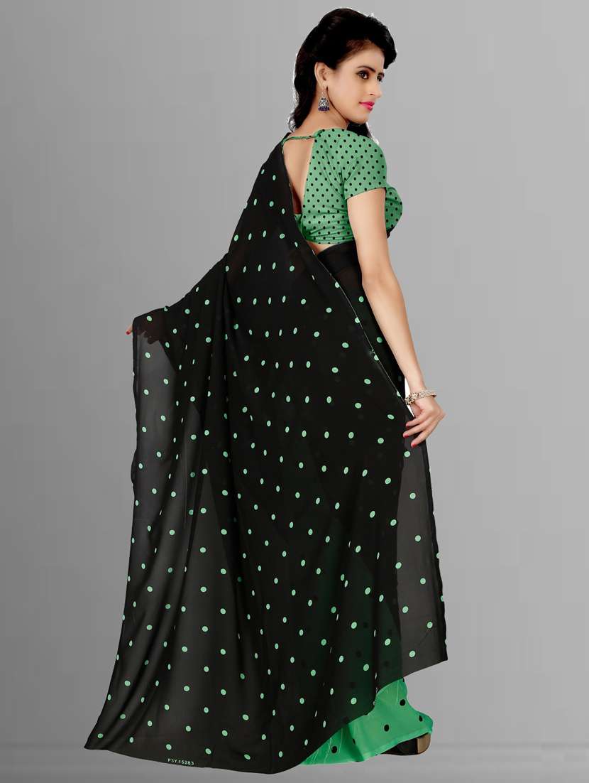 women polka dots casual wear saree with blouse - 21412794 -  Standard Image - 1