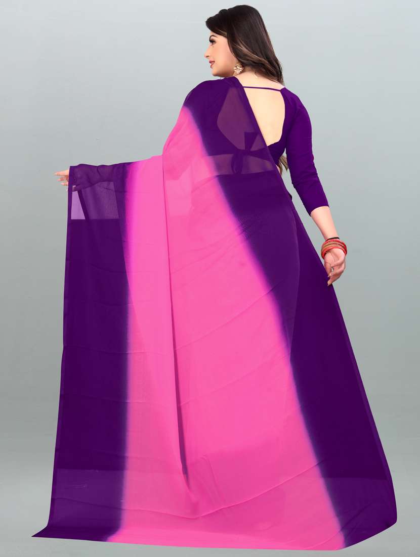 women pink solid georgette saree with blouse - 21412928 -  Standard Image - 1