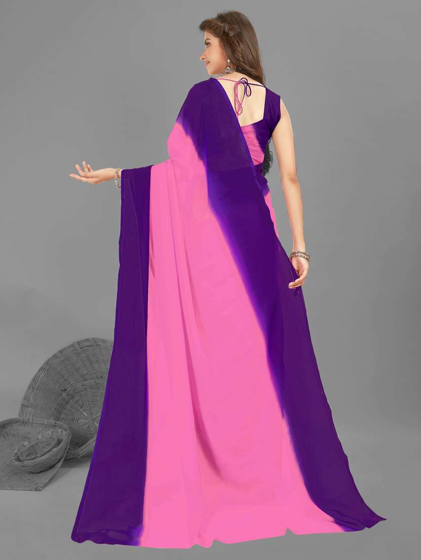 women pink solid georgette saree with blouse - 21412983 -  Standard Image - 1