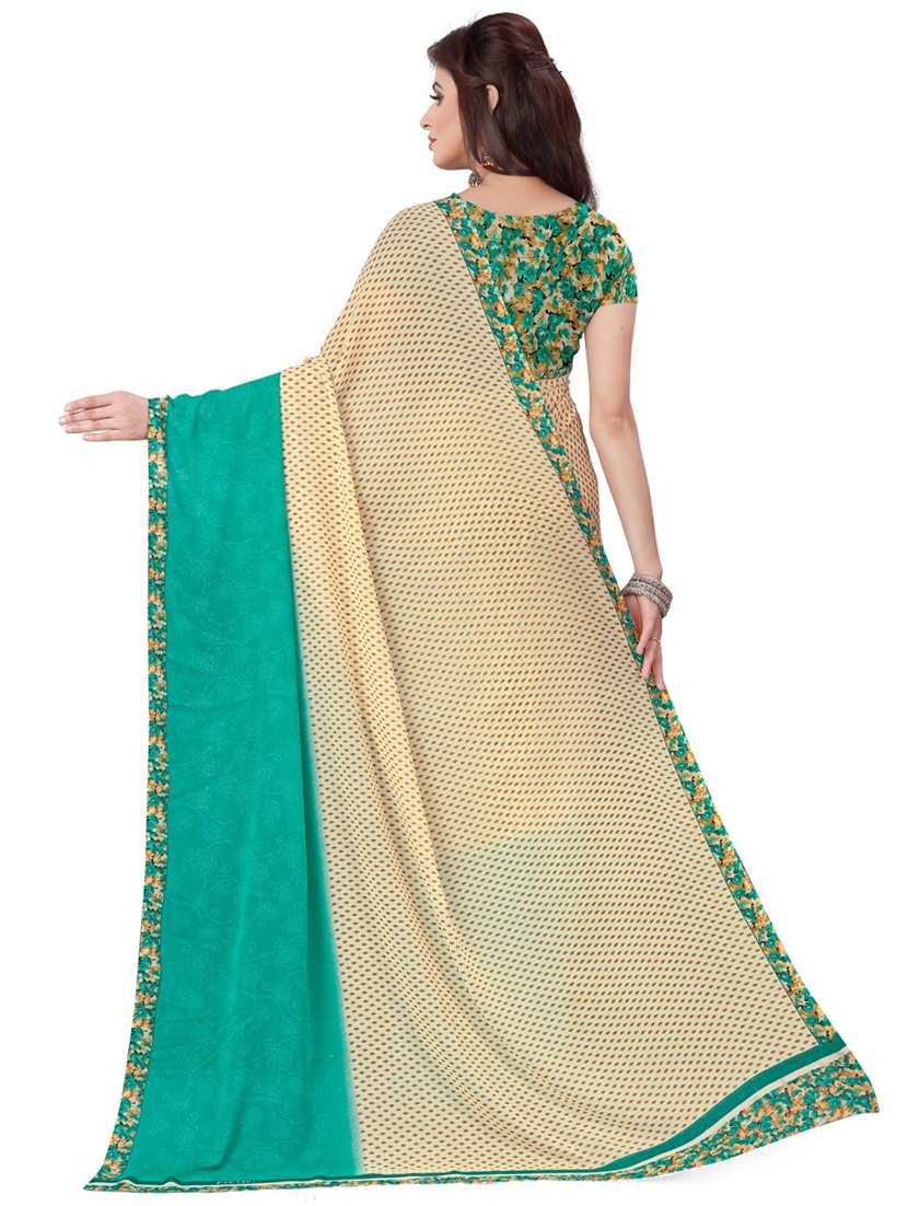 women cream printed georgette saree with blouse - 21412988 -  Standard Image - 1