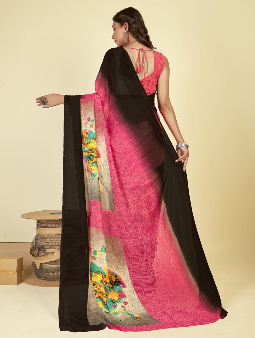 women pink printed georgette saree with blouse - 21413151 -  Standard Image - 1