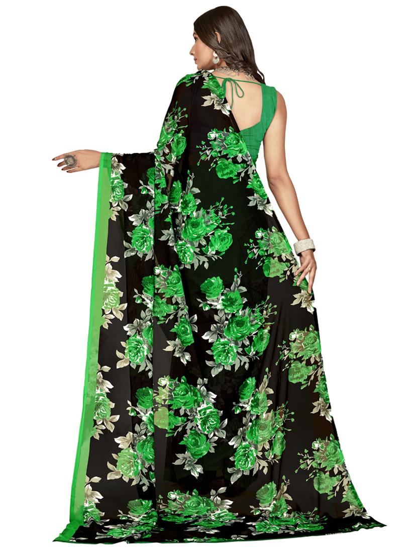 women green floral printed saree with blouse - 21413156 - Standard Image - 1