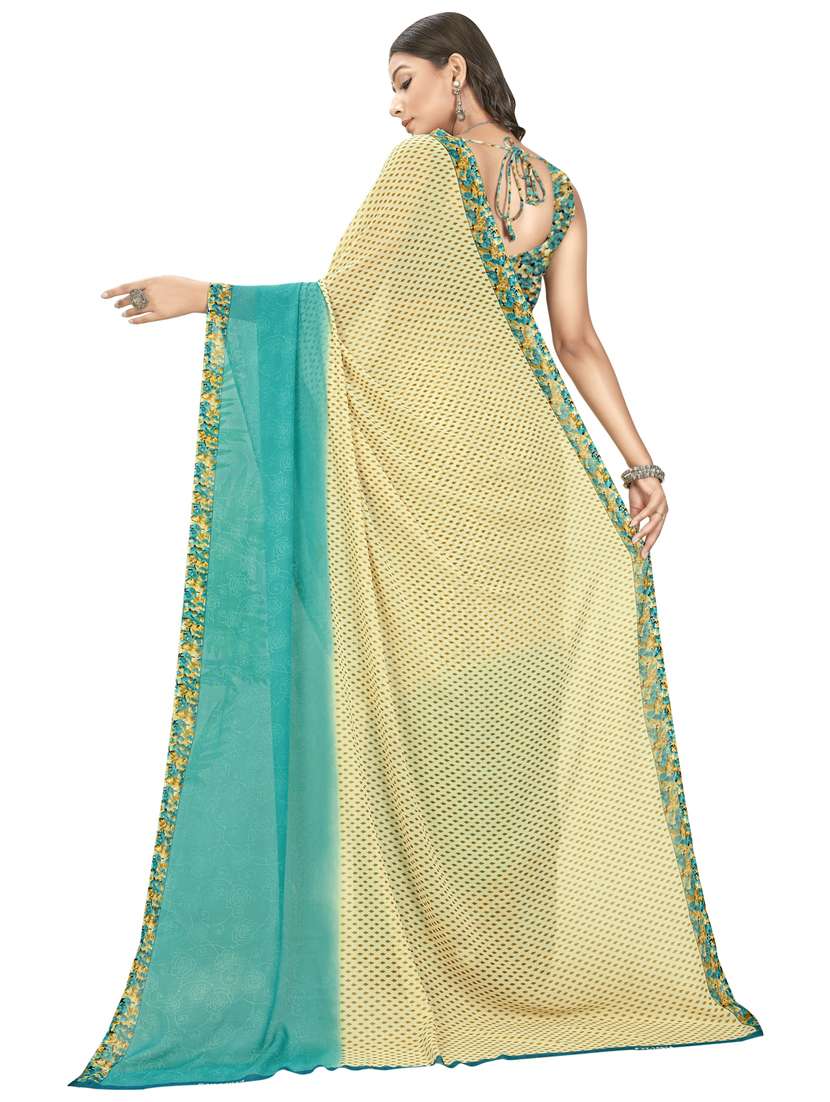 women cream printed georgette saree with blouse - 21413208 -  Standard Image - 1