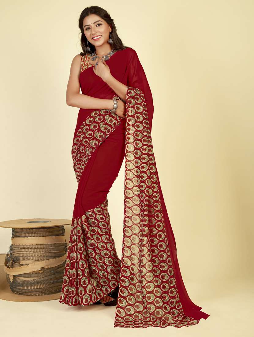 women printed casual wear saree with blouse