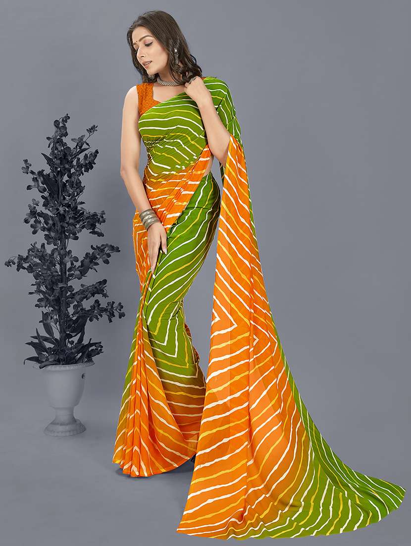 women printed casual wear saree with blouse