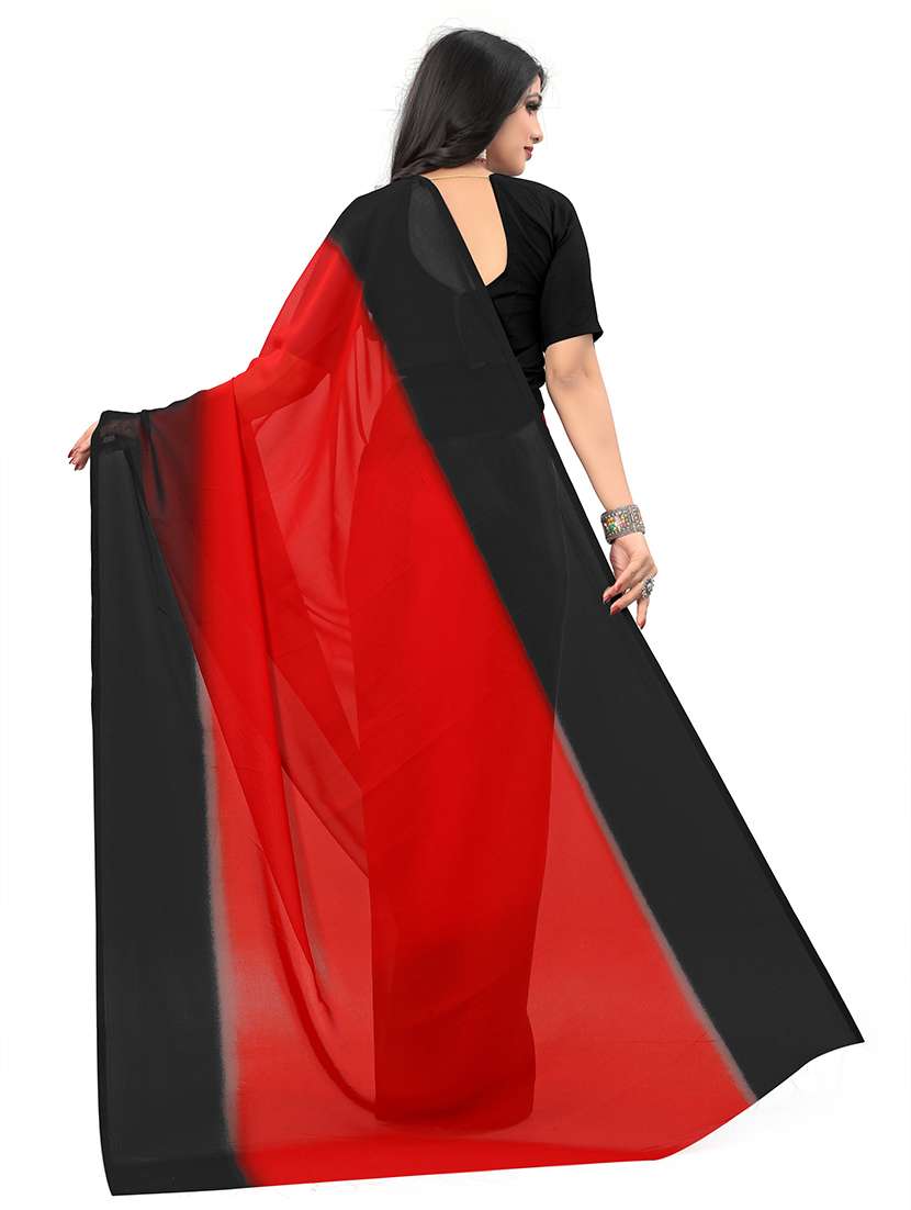 women red solid georgette saree with blouse - 21413315 -  Standard Image - 1