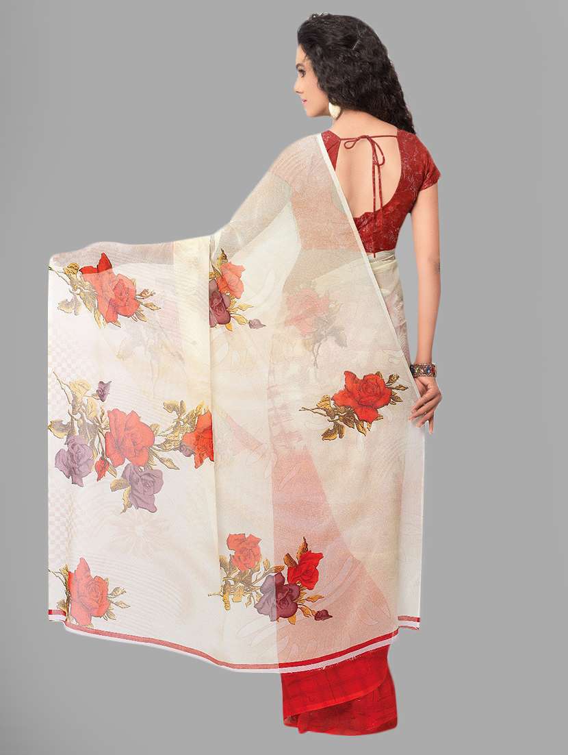 women floral printed saree with blouse - 21413319 -  Standard Image - 1
