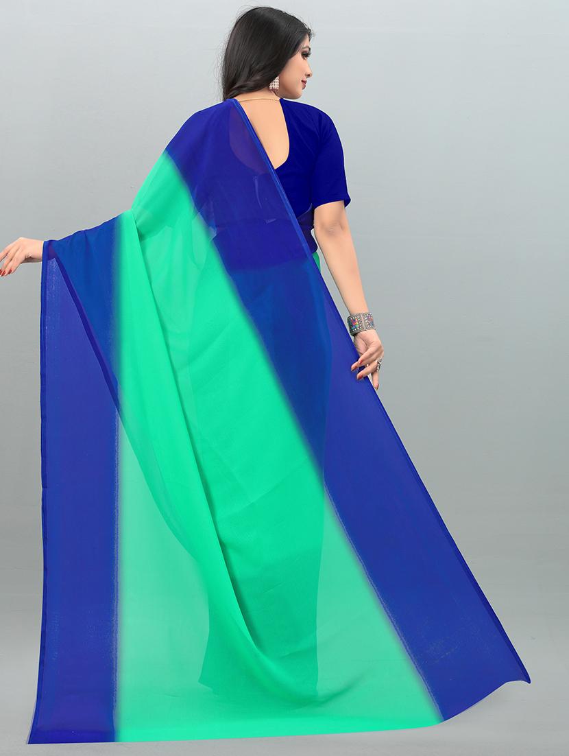 women color block casual wear saree with blouse - 21413333 -  Standard Image - 1