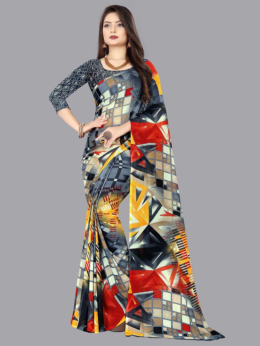 abstract printed saree  with blouse