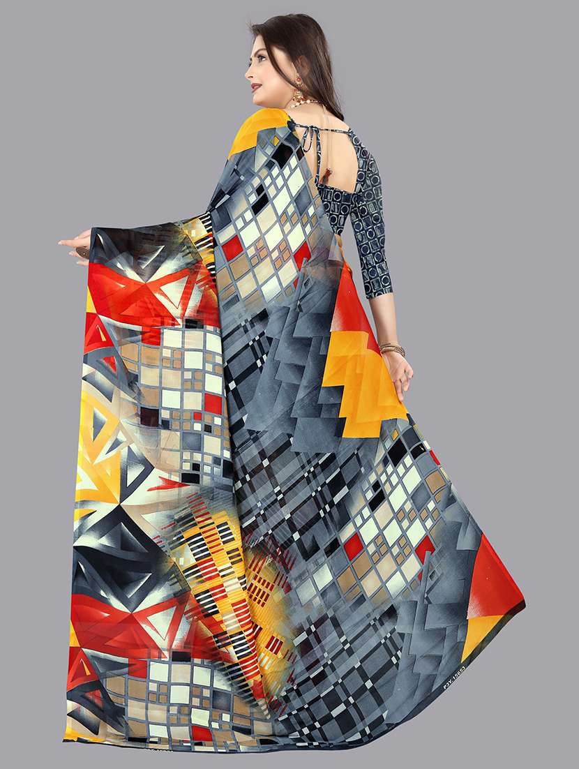 abstract printed saree  with blouse - 21413334 -  Standard Image - 1