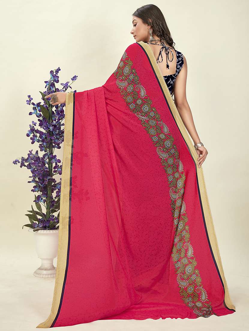 women black printed georgette saree with blouse - 21413339 -  Standard Image - 1