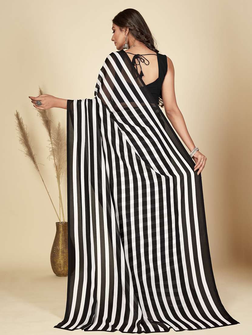 women striped casual wear saree with blouse - 21413408 -  Standard Image - 1