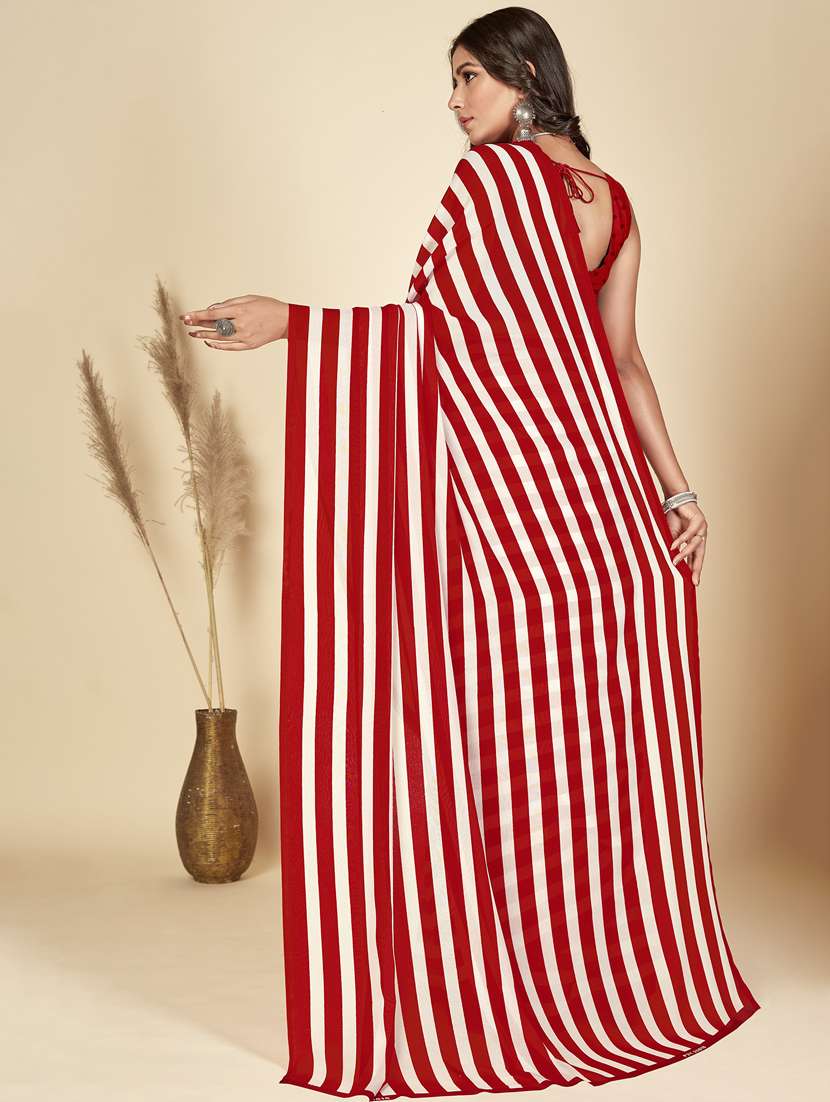 stripes printed saree with blouse - 21413471 -  Standard Image - 1