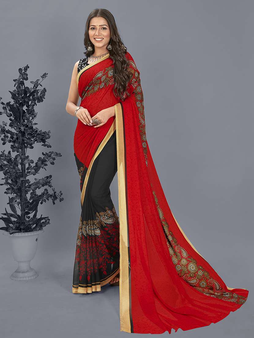 women printed casual wear saree with blouse