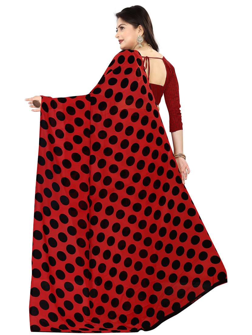 women polka dots casual wear saree with blouse - 21413484 -  Standard Image - 1